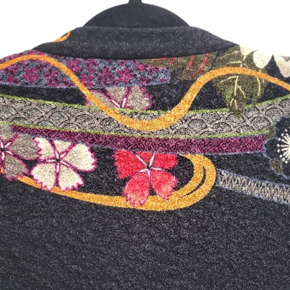 Draper's & Damon's Floral Mandarin Duster Coat Size XL Textured Long Sleeve - Picture 3 of 12